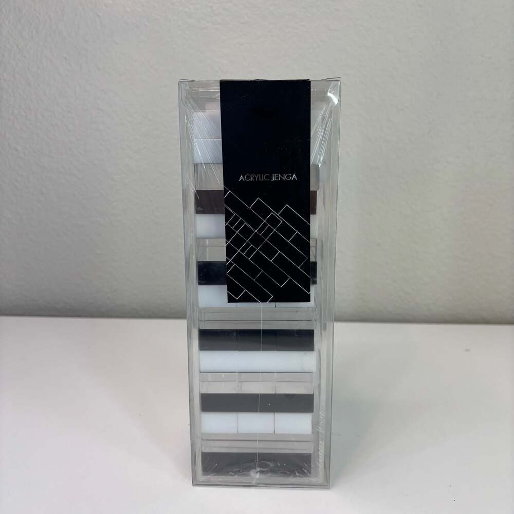 Tahari Home Acrylic Jenga, Black and White NEW AND SEALED